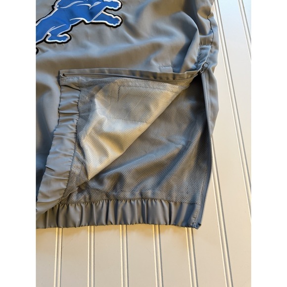 NFL Detroit Lions Windbreaker Pullover Mens L Gray Blue Logo Jacket - Picture 8 of 11